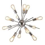 Sputnik Chandelier, Naturous 12 Lights Pendant Light, Modern Ceiling Light with Chrome Finish, Vintage Industrial Style Lighting Fixture, UL Listed