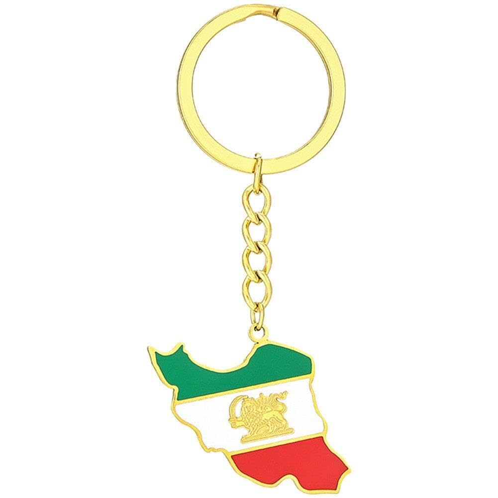 Ericetion Vintage Iran Map Keychain Titanium Steel Jewelry Gold Silver Flag Keyring Key Pendants Gift for Women Men Handbag Charm