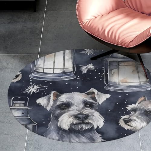 Alfombra redonda para puerta de perro y linterna decorativa en estancias pequeñas 3