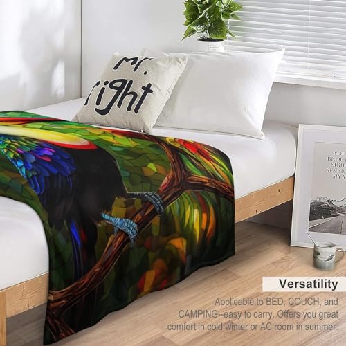 Couverture flanelle chaude plaid lit canapé toucans doux 150x200cm