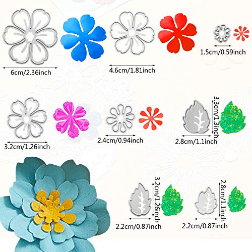 2 Sets Flower Metal Cutting Dies Flower Leaves Embossing Stencil 14 Styles 3D Die Cuts Stencil for DIY Crafts Scrapbook Album Paper Card, 14 Pieces in Total (Fresh Styles) - Thumbnail 2