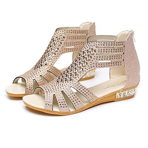 Womens Summer Sandals Casual Bohemia Gladiator Wedge Shoes Outdoor Loafers Open Toe Sandals Buckle Sandals Hollow Out Shoes