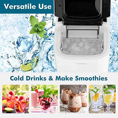 Costway Countertop Ice Maker, S/L Size Ice Cubes Ready In 6 Mins, 35Lbs/24H Portable And Compact Ice Maker Machine With Self-Cleaning Function, Electric Ice Maker For Home Kitchen Office, White #TOP2