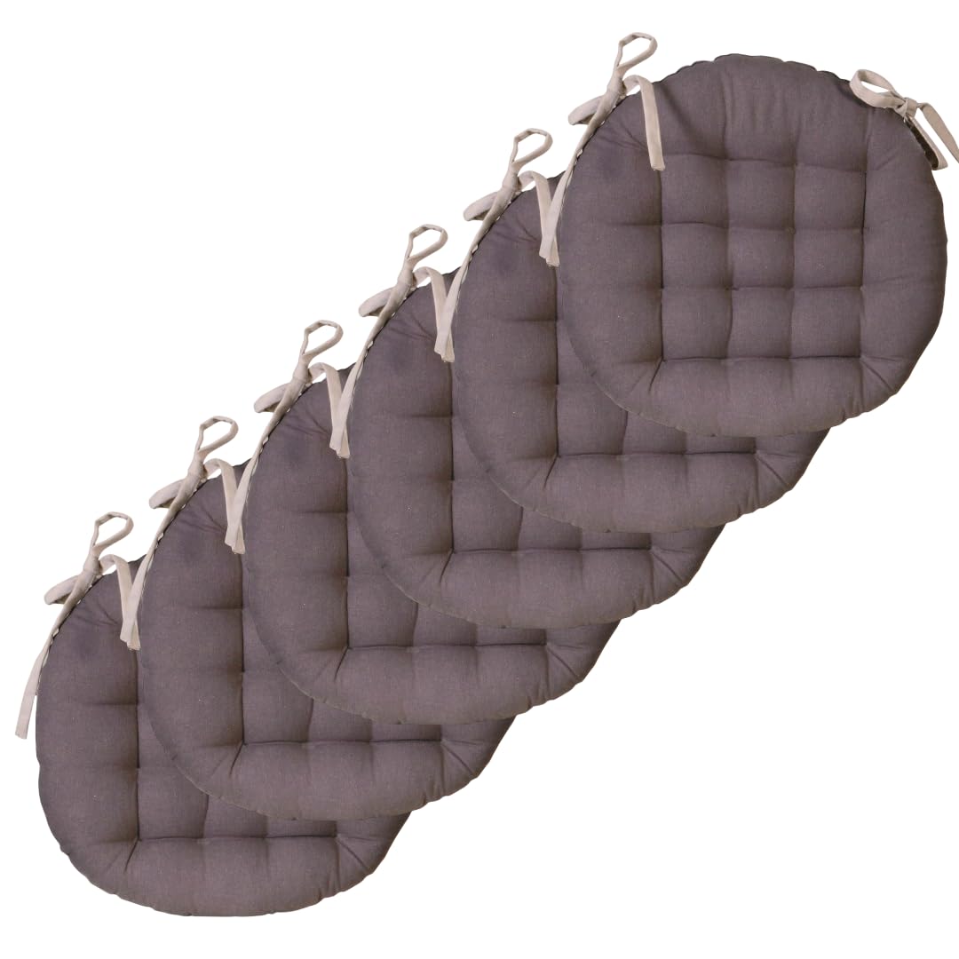 Atout Ciel - Juego de 6 Almohadillas de Silla Redondas, Bicolor (40 cm, Color Gris y Antracita)