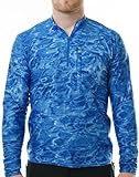 Aqua Design Men's Spear Fishing 1/4 Zip High Collar Long Sleeve Rash Guard Shirt