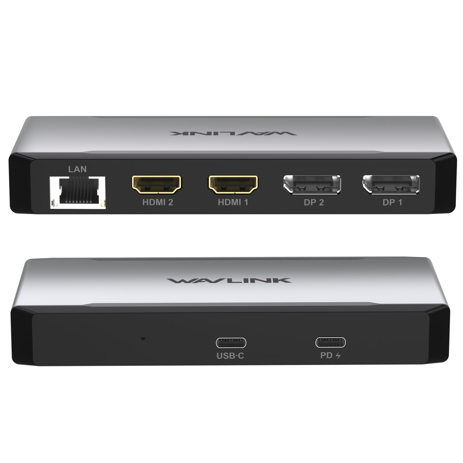 WAVLINK Estación de Acoplamiento USB C, Base para 4 monitores con Doble DP, Doble HDMI, Entrada PD de 100 W, Ethernet 5G, Solo para Sistemas Windows: se Requiere un Host USB 3.2