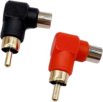 RCA Male to RCA Female Connectors Right Angle Plug Adapters 90 Degree Elbow Gold-Plated 5 Black + 5 Red