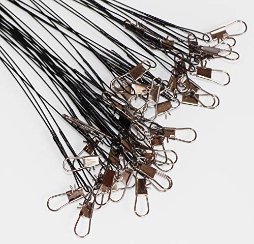 60Pcs Fishing Wire Leaders Nylon-Coated Fishing Line Wire Leaders With Swivels And Snaps 6Inch, 9Inch, 12Inch #TOP5
