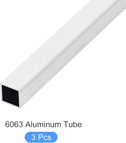 Miniatura 5 de METALLIXITY Tubo cuadrado de aluminio (0.787 in x 0.787 in x 0.031 in x 7.874 in) 3 piezas, tubo de aluminio 6063 - para muebles del hogar,