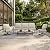 PHI VILLA 5 PCS Patio Furniture Set,Metal Outdoor Furniture Set with 1 x 3 Seater Deep Seating Bench, 2 x Swivel Sofa Chairs & 2 x Metal Cushioned Ottoman, Outdoor Patio Set for Garden