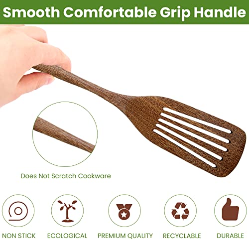 Wooden Spatula, Kitchen Slotted Turner, Wood Wok Spatula, Non Stick Cooking Utensils, Wooden Long Handle Slotted Turner, Wooden Kitchen Utensils For Cooking #TOP4
