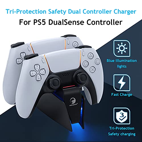 Mcbazel Dual-USB-Ladestation für PS5 Controller DualSense-Controller-Ladestation mit LED-Licht-Anzeigen/Schnellladung/Tri-Schutz - Schwarz - Image 3