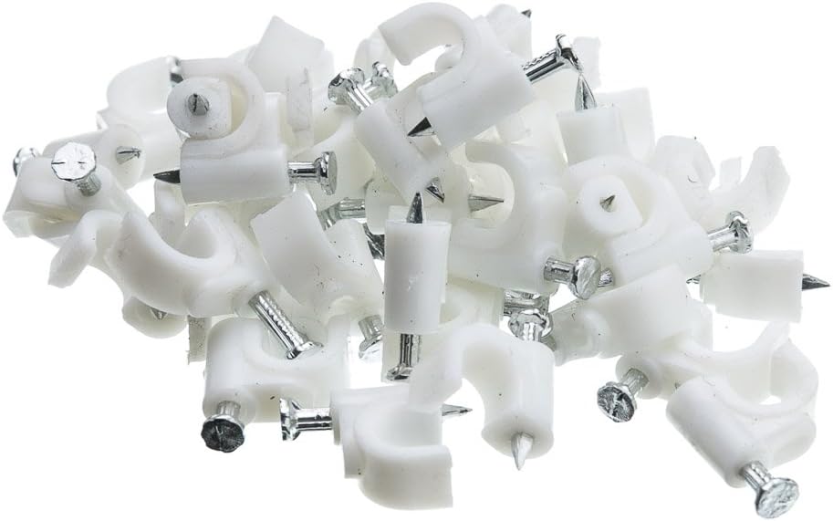 Super Sale 🛒 RG6 Coaxial Cable Clips, Electrical Wire Cable Clips (100 pack), CableWholesale, White