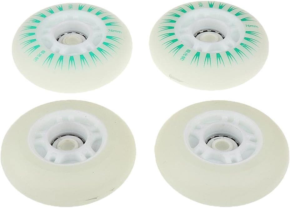 4pcs Flashing PU Wheels for Children Inline Skating - Faster, Safer, 72mm 76mm 80mm - Roller Skates Parts Set - Green, 76mm