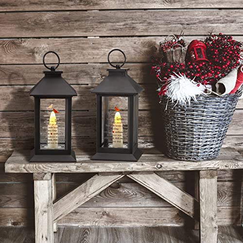 3 Pieces Sympathy Gift Funeral Cardinal Lantern Memorial Gifts Memorial Lantern with Flickering Led Candle Black Bereavement Gifts in Memory of Loved One Gifts for Loss Mom Mother Dad Father Husband - Thumbnail 5