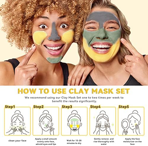 ANAI RUI 3 Pcs Spa Facial Mask Set- Dead Sea Minerals Mud Mask - Turmeric Clay Mask - Green Tea Facial Mud Mask, Blackheads & Oil Control Relaxing Spa Gift Set Self Care for Women Teens 2.5 oz Each — view 3