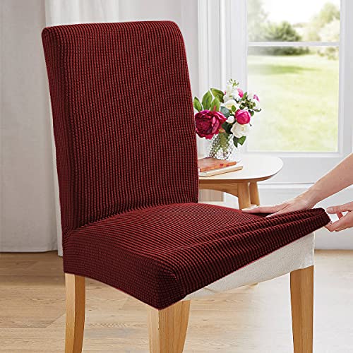 Aertiavty Chair Covers for Dining Room Set of 4 Kitchen Chair Seat Covers, Dining Room Chair Covers Chair Slipcover Parsons Chair Covers, Burgundy Red