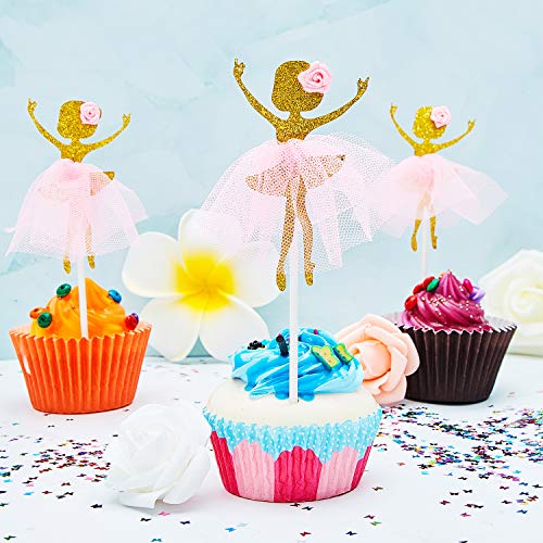48 Pieces Ballerina Cupcake Toppers Tutu Cupcake Toppers Ballet Dancer Girls Cupcake Toppers Dancing Cake Dessert Muffin Toppers For Wedding Baby Shower Birthday Party #TOP3
