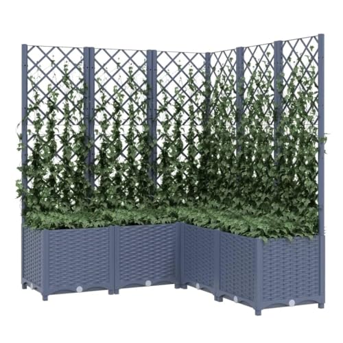 Aiuola Da Giardino Rialzata In Plastica Con Traliccio, Fioriera Con Traliccio, Cassette Da Giardinaggio Da Giardino All'aperto For Piante Rampicanti Ortaggi, Aiuola Da Giardino 80x40x121,5 Cm For Verd