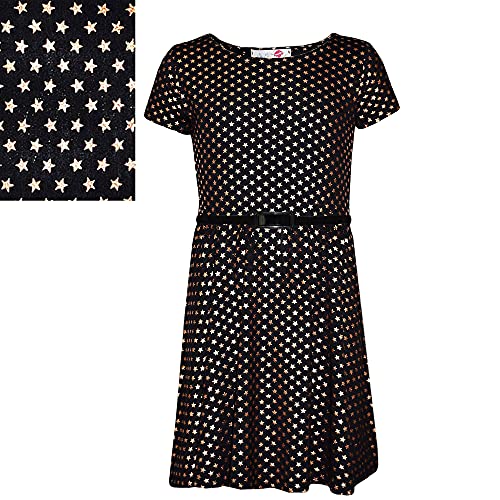 A2Z 4 Kids® Kinder Mädchen Stern drucken Midi Kleid Skater-Kleid & Mode Legging - Star Print Skater Dress 7-8 Cover