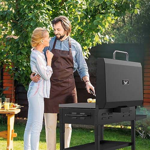 Image of SafBbcue Griddle Hinged Lid for Blackstone 28 Inch Grill Griddle Top Accessories, 28 inch Blackstone Griddle Hard Cover Hood with Thermometer