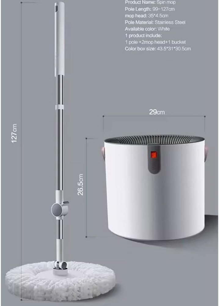 Spin Mop and Bucket with Wringer Set for Home, 360° Self Cleaning Microfiber Mop for Floor Cleaning of Hard-Wood, Laminate, Tile