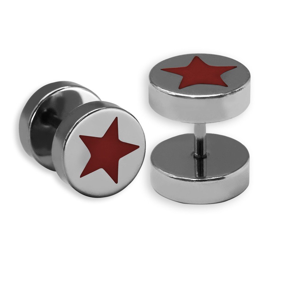 Soul-Cats 1 pair di Fakeplug star glitter Plug orecchini in acciaio