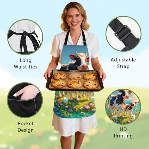 Image of Nuxovilar Decorative Kitchen Apron, 26.77x30.70 Inch Polyester Cooking Wearable Cover
