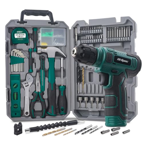 Hi-Spec Trapano Avvitatore a Batteria 8V USB Ricaricabile con Set Completo di Attrezzi per la Casa – Trapano Elettrico Senza Fili con Cassetta Portautensili Compatta, Verde