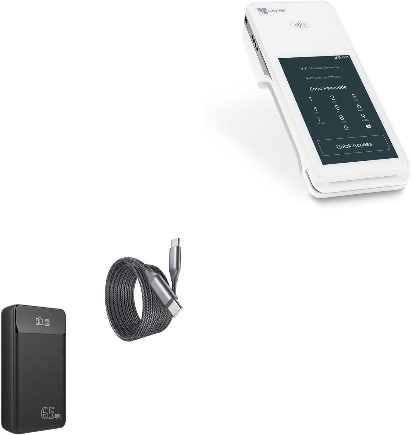 BoxWave Power Bank Compatible with Clover Flex - PD Rejuva Power Pack Bundle (65W 30000mAh), Power Delivery Power Bank Portable Adapter - Jet Black