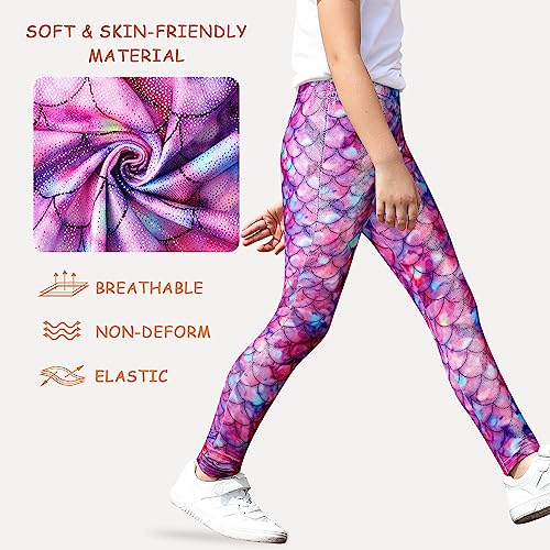 XiaoMoSha Girls Printed Leggings Gradient Mermaid Stretchy Animal Leopard Printed Soft Casual Pants 3-11 Years4