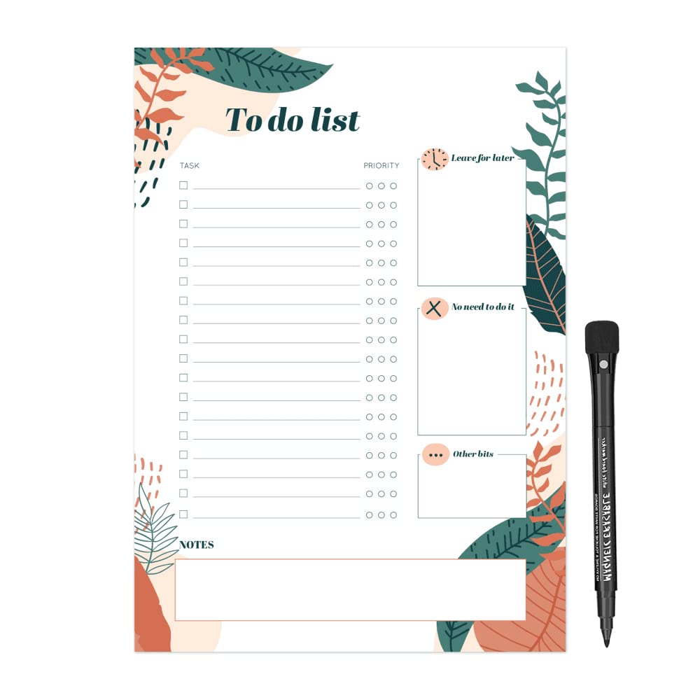 Magnetic To Do List, Daily Planner and Organiser for Fridge Whiteboard or Office, Get Organised, Reduce Stress