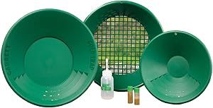 Garrett Complete Gold Pan Kit – Includes 14″ Trap Pan, Sifter, 10″ Backpacker Pan, Gold Guzzler Bottle, Vials – Gold Panning Starter Set