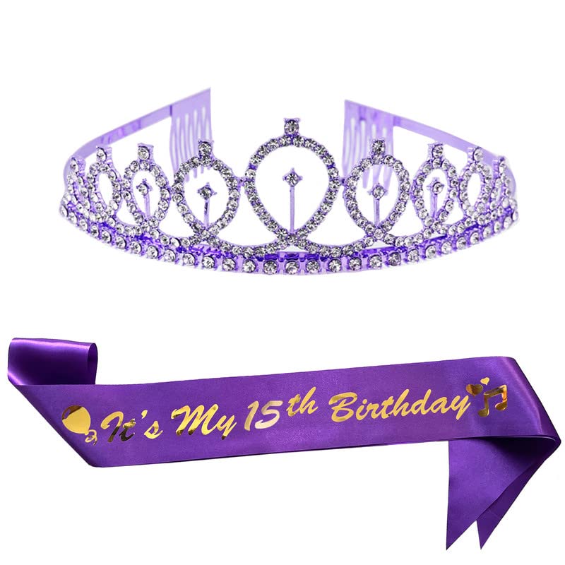 ALRBE TIN Birthday Crowns for Women It's My 5th Sash and Tiara Birthday Crown for Women Party Favors Decorations