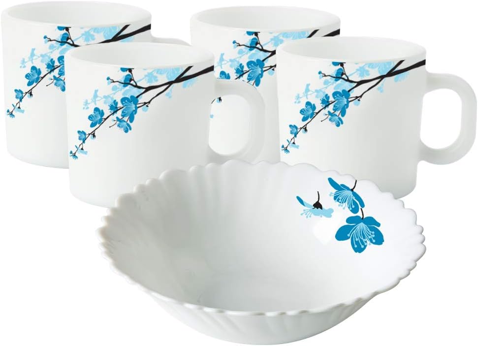 Larah by BOROSIL Opalware Snacks Set - 180ml, 5Pcs, White