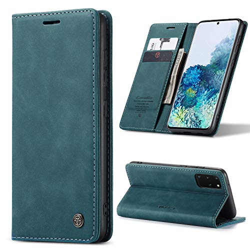 Monweicz Handyhülle für Samsung Galaxy S20 Plus Hülle Premium Lederhülle Klappbar Flip Case Tasche Magnet Kartenfach Standfunktion Klapphülle Schutzhülle für Samsung Galaxy S20 Plus - Blaugrün