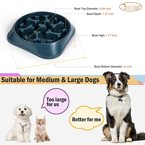 Jasgood Large Slow Feeder Dog Bowl Slow Eating Bowl Slow Feeding Non-Slip Puzzle Bowl Dog Feeder Bowl Anti-Choking Dog Bowl, B-Blue, Large #TOP1