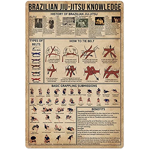 Jiu-Jitsu Knowledge Metal Tin Sign Brazilian Jiu-Jitsu Education Guide Poster Martial Arts Hall Club...