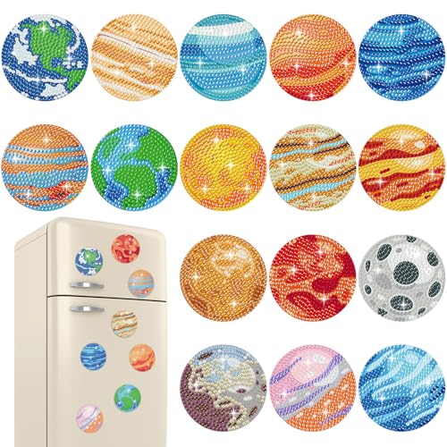 Pintura de diamantes manualidades adultos imanes hogar bricolaje 16 piezas