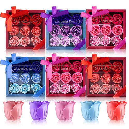 Yuxung YUXUNG-ORAL SCEN-34 6 Boxes Floral Scented Bath Soap Rose Flower Petals 54 Pcs Christmas Essential Oil Gift Rose Soap cover