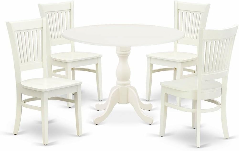 East West Furniture DMVA3-OAK-W 3 Piece Dinette Set for Small Spaces Contains a Round Dining Table with Dropleaf and 2 Dining Room Chairs, 42x42 Inch, Oak