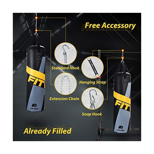 FITVEN Punching Bag 50-Pound for Adults Youth Kids with Wall Mount Wall Bracket Heavy Bag for Kickboxing