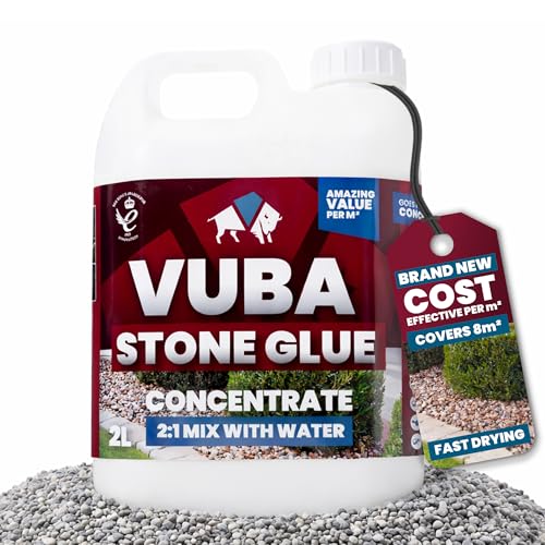 Vuba Easihold 2L Concentrate Rock Glue - Stone Adhesive Dual Bond Technology Mix 2:1 with Water Pea Gravel Stabiliser for Landscaping Paths Patios & Borders 8m Coverage 3-Year Protection