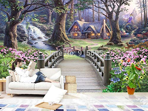 Papier peint 3D stéréo européenne grand paysage WLLLO