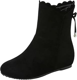 Women's Casual Daily Ankle Boots With A Round Toe And An Internal Height Increasing Heel Featuring A Butterfly-Knot