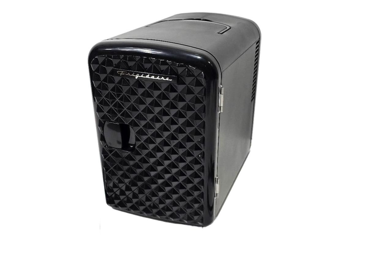Frigidaire 9-Can Mini Retro Beverage Fridge 4-Liter Diamond Door EFMIS222-Black