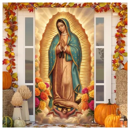 Virgen De Guadalupe Door Cover 71×35 Inch Mom Virgin Mary Home Party Decor