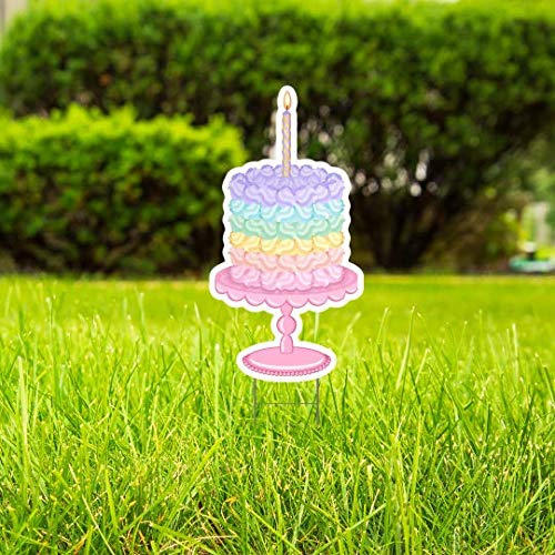 Yard Sign Company Pastel colored birthday cake with