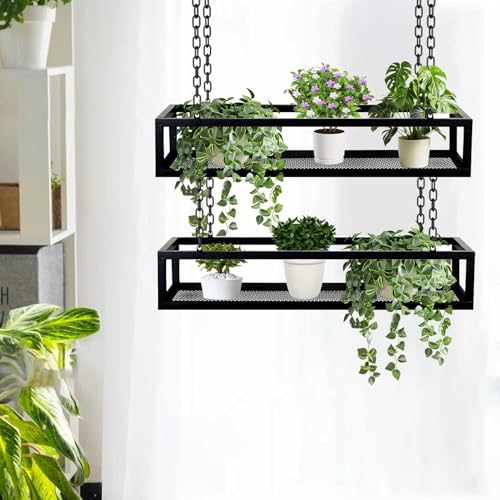 Estantes colgantes de techo, soporte para macetas, estante flotante para decoración, soporte para plantas, estante organizador, soporte para macetas para balcón, bar, floristería