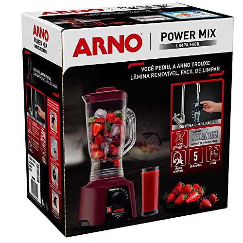 Liquidificador Power Mix Limpa Fácil Lq32 Arno Power Mix Limpa Fácil Vinho 220v